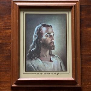 VTG. Jesus “I am the Way” Matte Litho Print Solid Wood Frame 1941